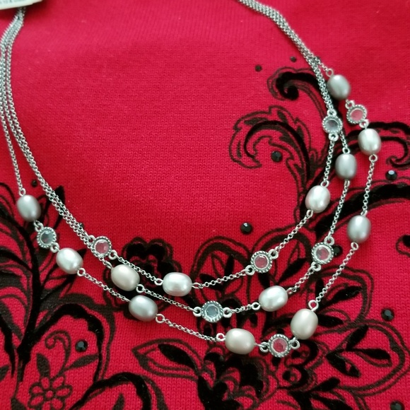 Monet Jewelry - Monet faux pearl and crystal necklace.